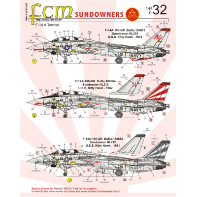 [FCM] Decalque 144-32  F-14 Tomcat Escala 1/144