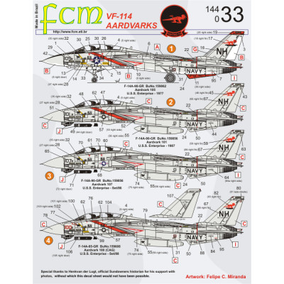 [FCM] Decalque 144-33  F-14 Tomcat Escala 1/144