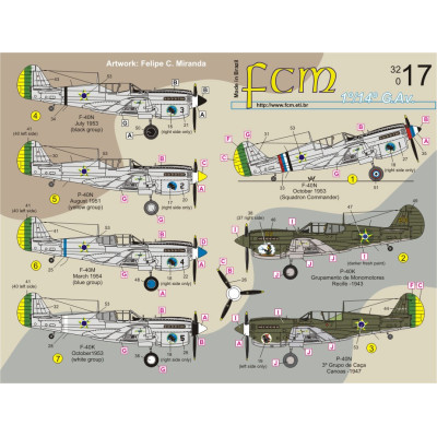 [FCM] Decalque 032-17 P-40 K / M / N Escala 1/32