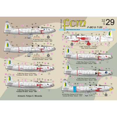 [FCM] Decalque 032-29 F-80C / AT-33A Escala 1/32
