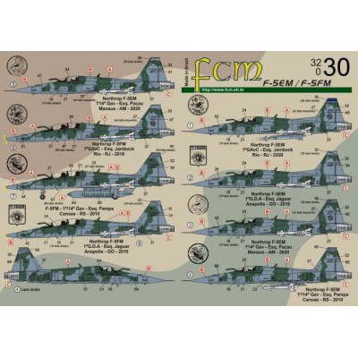 [FCM] Decalque 032-30 F-5EM / F-5FM Tiger II Escala 1/32