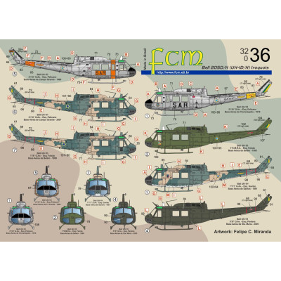 [FCM] Decalque 032-36 Bell 205D/H (UH-1D/H) Iroquois Escala 1/32
