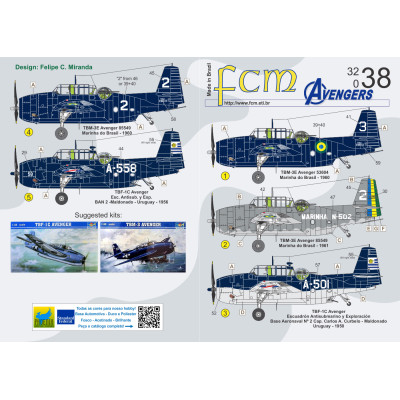 [FCM] Decalque 032-38 TBF-1 / TBM-3 Avenger Escala 1/32