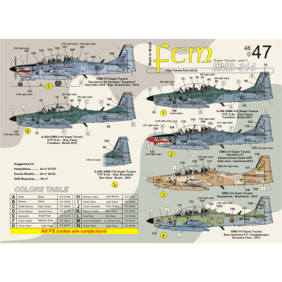 [FCM] Decalque 048-47 EMB-314 Super Tucano Escala 1/48