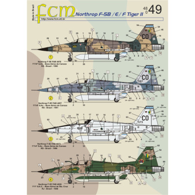 [FCM] Decalque 048-49 Northrop F-5B / E / F Tiger II Escala 1/48