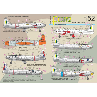 [FCM] Decalque 048-52 F-80 e T-33 Escala 1/48