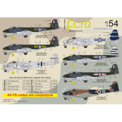 [FCM] Decalque 048-54 Gloster Meteor F.8 Escala 1/48