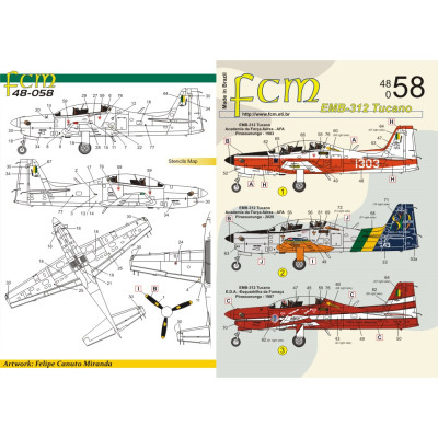 [FCM] Decalque 048-58 EMB-312 Tucano Escala 1/48