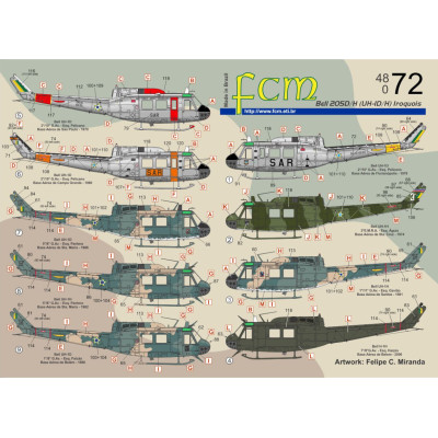 [FCM] Decalque 048-72 Bell 205D/H (UH-1D/H) Iroquois Escala 1/48