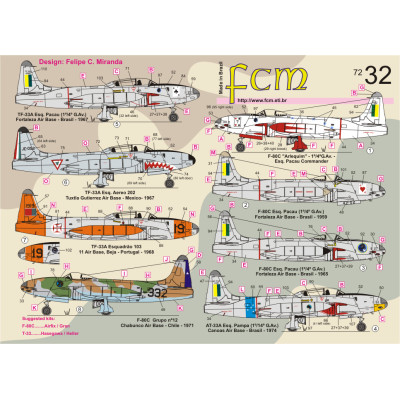 [FCM] Decalque 072-32 F-80 T-33 Escala 1/72