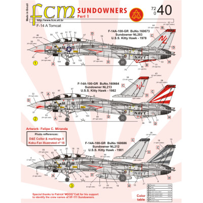 [FCM] Decalque 072-40 F-14 Tomcat Escala 1/72
