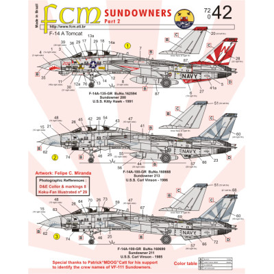 [FCM] Decalque 072-42 F-14 Tomcat Escala 1/72
