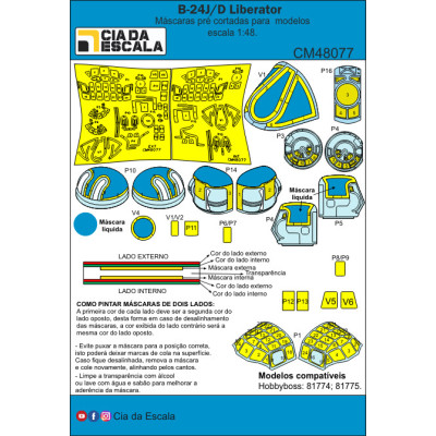 [CIA DA ESCALA] CM48077 Máscara B-24J Liberator Escala 1/48