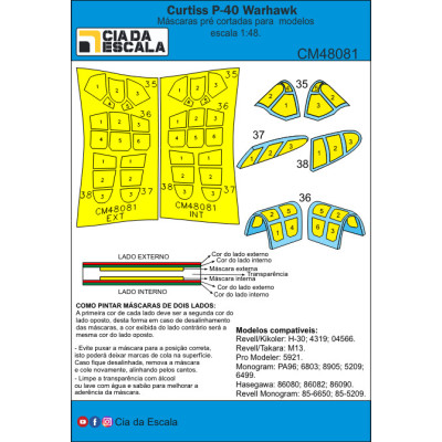 [CIA DA ESCALA] CM48081 Máscara P-40 Warhawk Escala 1/48