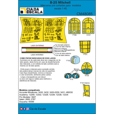 [CIA DA ESCALA] CM48085 Máscara B-25 Mitchell Escala 1/48