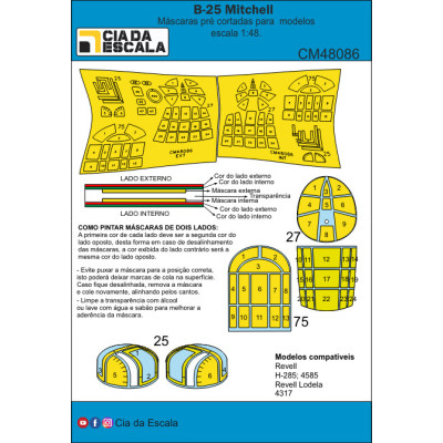 [CIA DA ESCALA] CM48086 Máscara B-25 Mitchell Escala 1/48