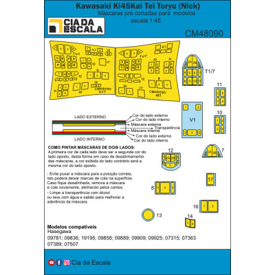 [CIA DA ESCALA] CM48090 Máscara Kawasaki Ki45Kai Escala 1/48
