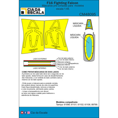[CIA DA ESCALA] CM48095 Máscara F16-CJ Fighting Falcon Escala 1/48