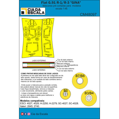 [CIA DA ESCALA] CM48097 Máscara Fiat G. 91 R-1_R-3 Escala 1/48