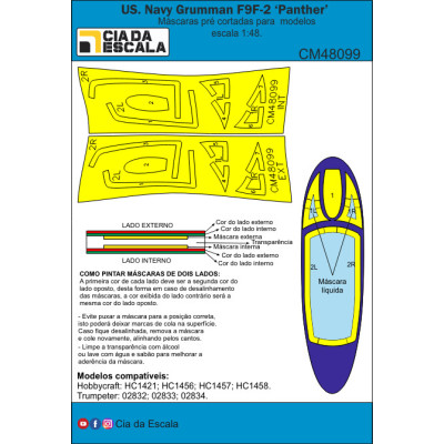 [CIA DA ESCALA] CM48099 Máscara F9F-2 Panther Escala 1/48