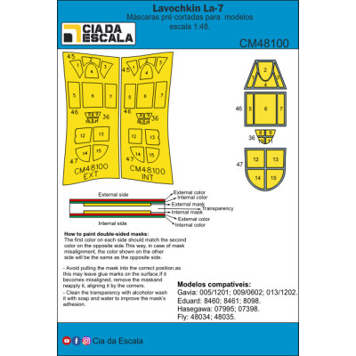 [CIA DA ESCALA] CM48100 Máscara Lavochin La-7 Escala 1/48