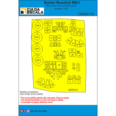 [CIA DA ESCALA] CM48114 Máscara Bristol Beaufort Escala 1/48