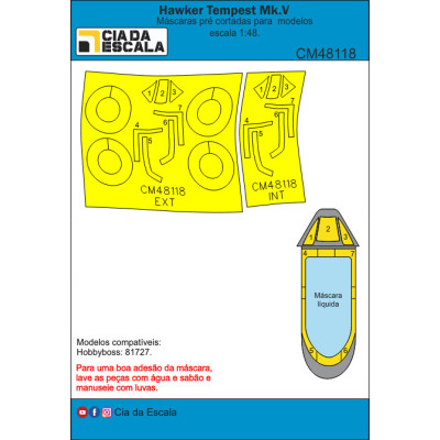 [CIA DA ESCALA] CM48118 Máscara Hawker Tempest Escala 1/48