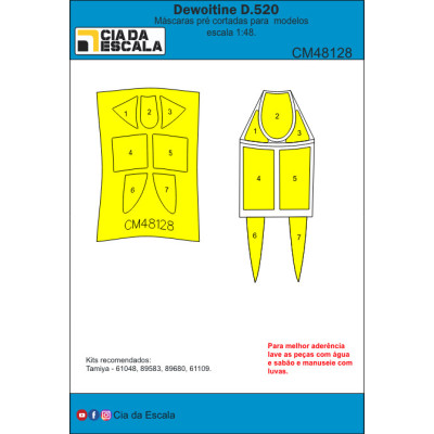 [CIA DA ESCALA] CM48128 Máscara Dewoitine Escala 1/48