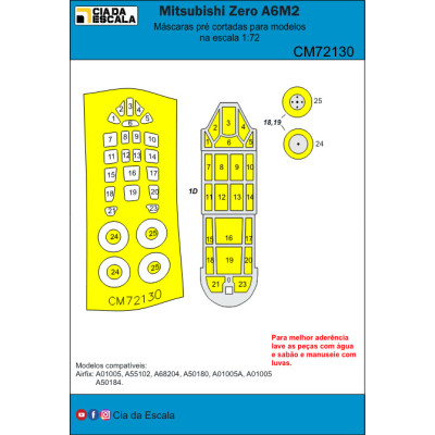 [CIA DA ESCALA] CM72130 Máscara A6M2 Zero Escala 1/72
