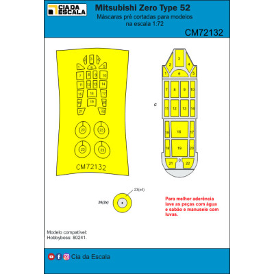 [CIA DA ESCALA] CM72132 Máscara A6M5 Zero Escala 1/72