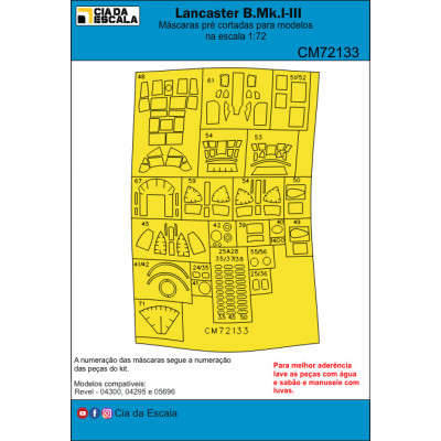 [CIA DA ESCALA] CM72133 Máscara Lancaster Mk.I/III Escala 1/72