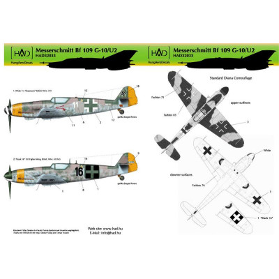 [HAD] Decalque 032-034 Messerschmitt Bf 109 G-10/U2 - Set 1 Escala 1/32