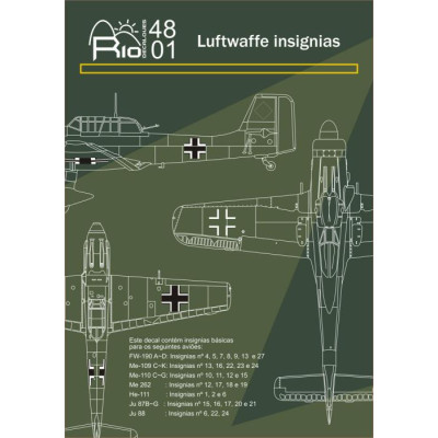 [RIO DECALQUES] Decalque 048-01 Luftwaffe Insignias Escala 1/48