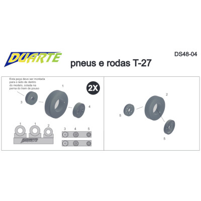 [DUARTE] Set Pneus e rodas para EMB-312 Tucano Escala 1/48 - Resina