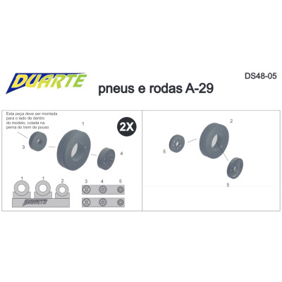 [DUARTE] Set Pneus e rodas para A-29 Super Tucano Escala 1/48 - Resina