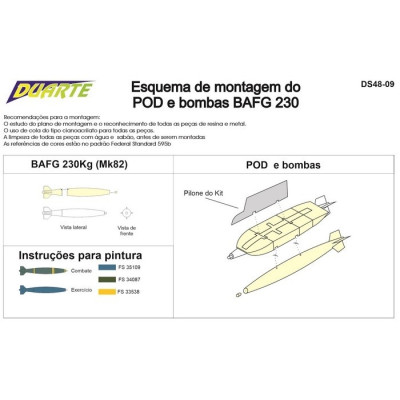 [DUARTE] Set de POD e Bombas BAFG 230 Escala 1/48 - Resina