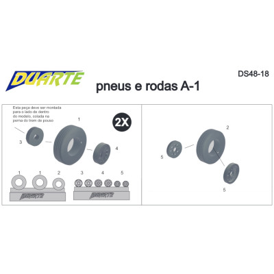 [DUARTE] Set Pneus e rodas para AMX A-1 Escala 1/48 - Resina