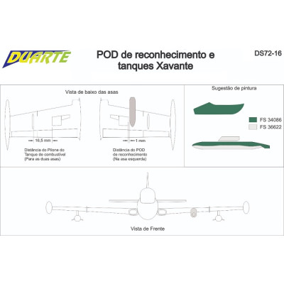 [DUARTE] Set Pod de reconhecimento e tanques Xavante Escala 1/72 - Resina