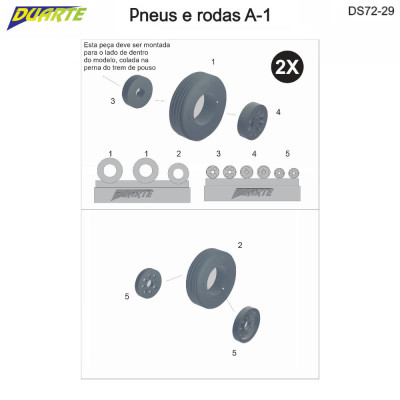 [DUARTE] Set Pneus e rodas para AMX A-1 Escala 1/72 - Resina