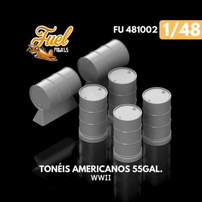 [FUEL MODELS] Set de Tonéis Americanos 55Gal Escala 1/48 - Resina