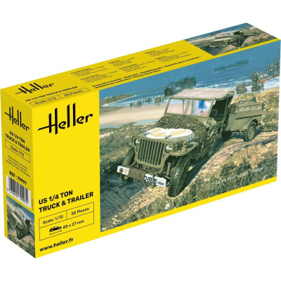 [HELLER] Jeep US 1/4 Ton Truck & Trailer Escala 1/72