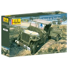 [HELLER] Starter Set Jeep US 1/4 Ton Truck & Trailer Escala 1/72